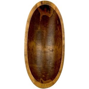 Vintage McCoy Vermont USA Wooden Dough Bowl Oval Farmhouse Serving Bowl 15”